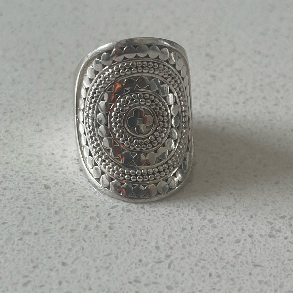ANNA BECK silver classic saddle ring size 7